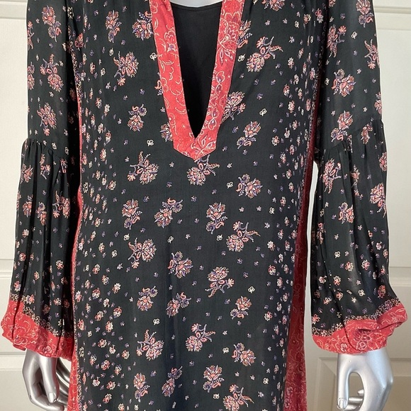 Tops - Free People Boho Blouse Size Small Floral Balloon Sleeve W Black Camisole Set